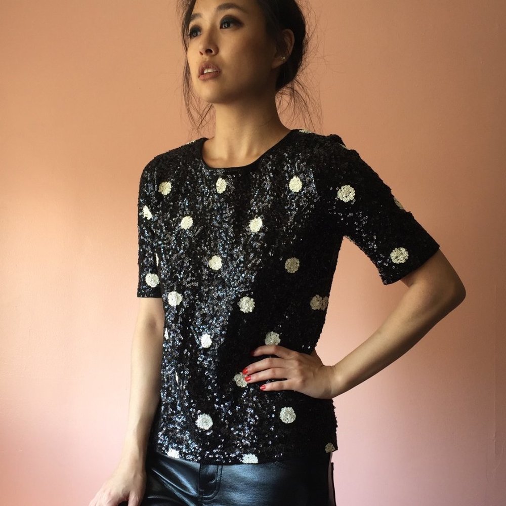 J. Crew Sequin Polka Dot Top Tee